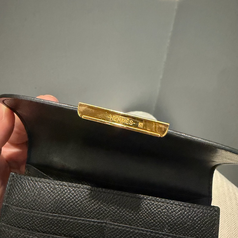 Hermes 愛馬仕 Constance 康康短夾 黑金-34