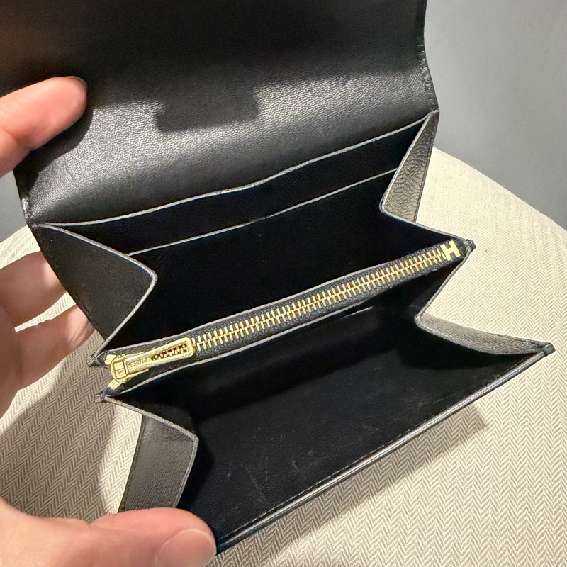 Hermes 愛馬仕 Constance 康康短夾 黑金-35