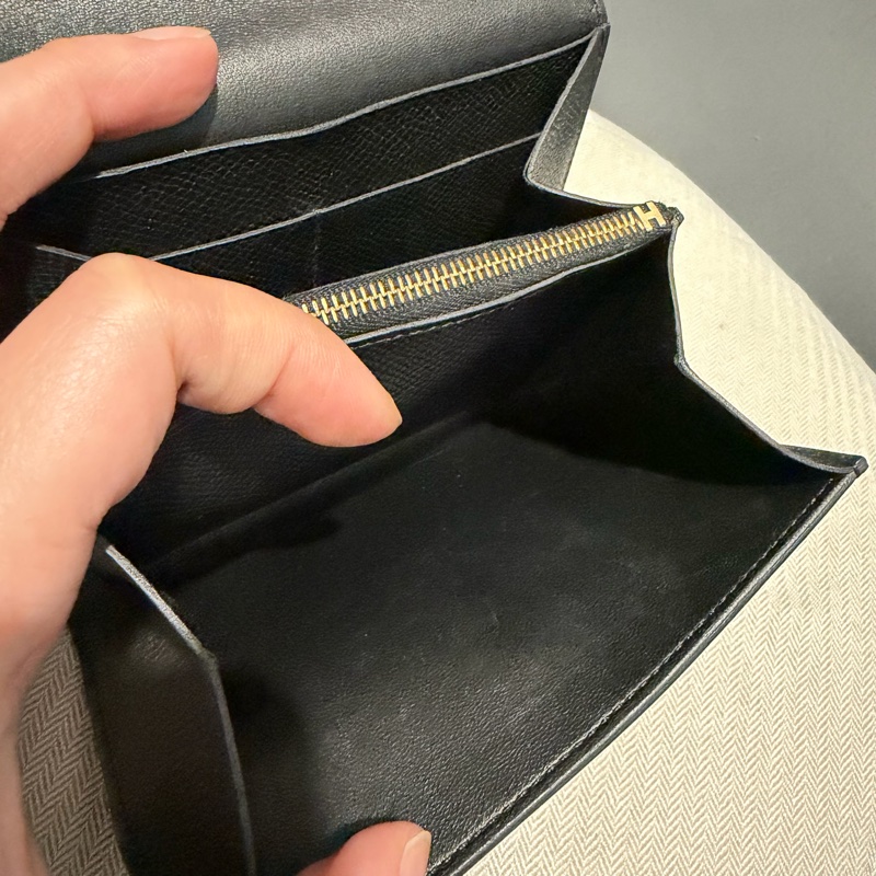 Hermes 愛馬仕 Constance 康康短夾 黑金-40