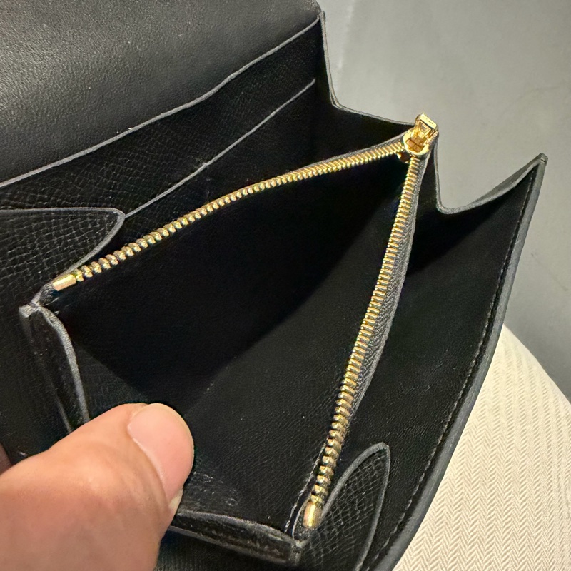 Hermes 愛馬仕 Constance 康康短夾 黑金-42