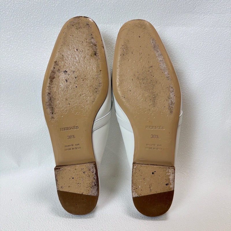 Hermes愛馬仕 OZ穆勒鞋 白色皮一個搭配銀色kelly扣  永不過時 純白非常顯氣質  38.5碼-5
