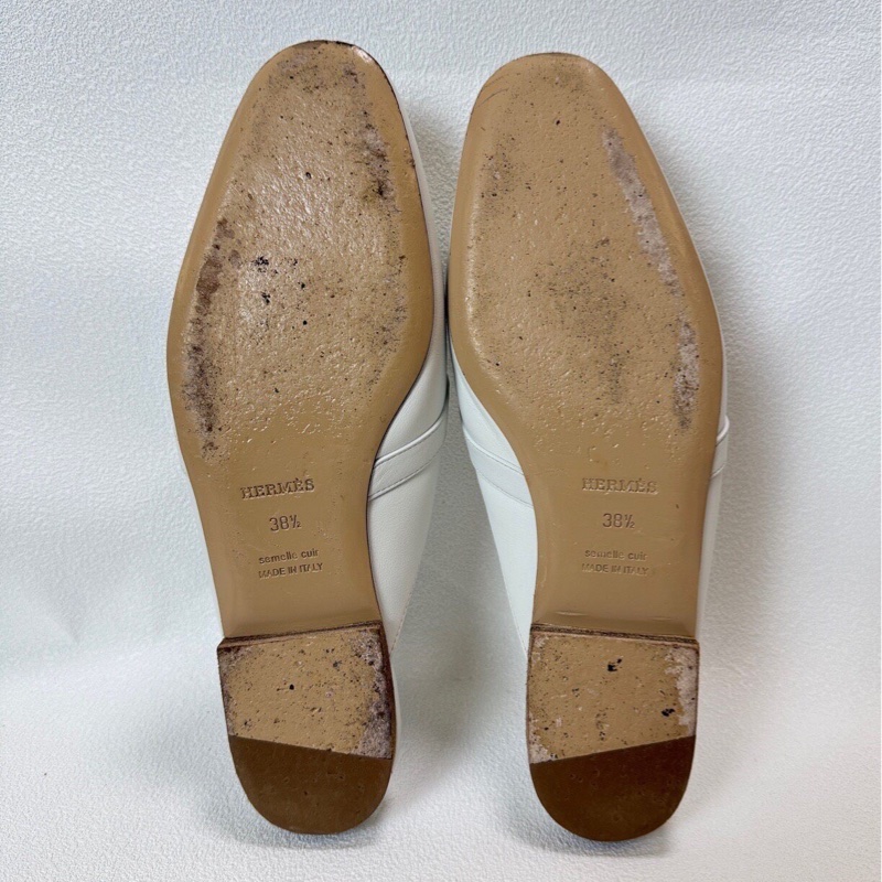 Hermes愛馬仕 OZ穆勒鞋 白色皮一個搭配銀色kelly扣  永不過時 純白非常顯氣質  38.5碼-6