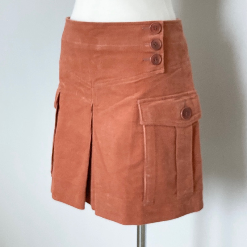 《新歡舊愛》正牌CHLOE咖啡紅A幅短裙38/SM-0