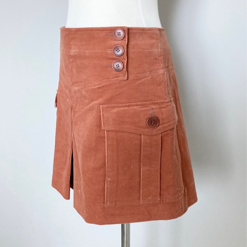 《新歡舊愛》正牌CHLOE咖啡紅A幅短裙38/SM-2