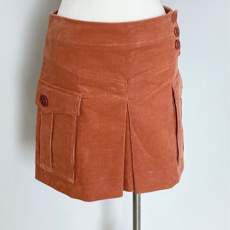 《新歡舊愛》正牌CHLOE咖啡紅A幅短裙38/SM-3