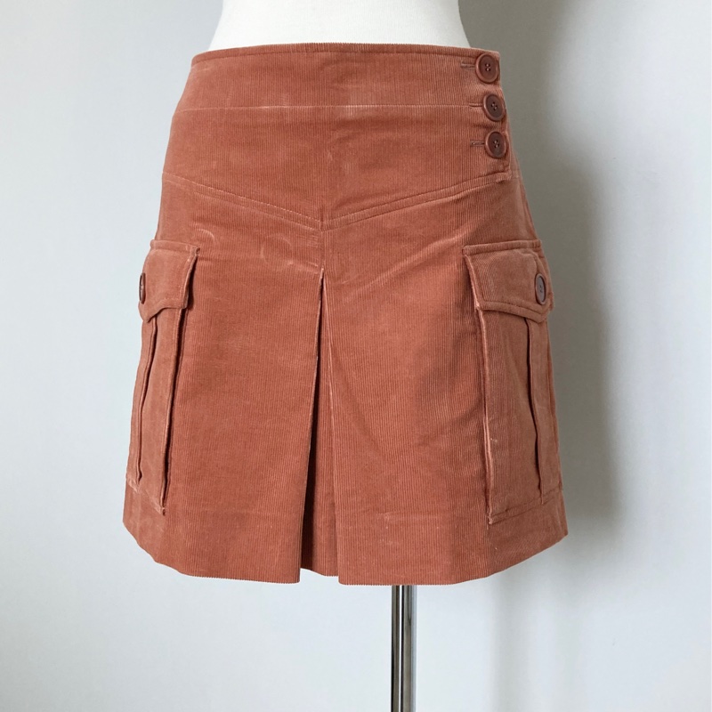 《新歡舊愛》正牌CHLOE咖啡紅A幅短裙38/SM-4