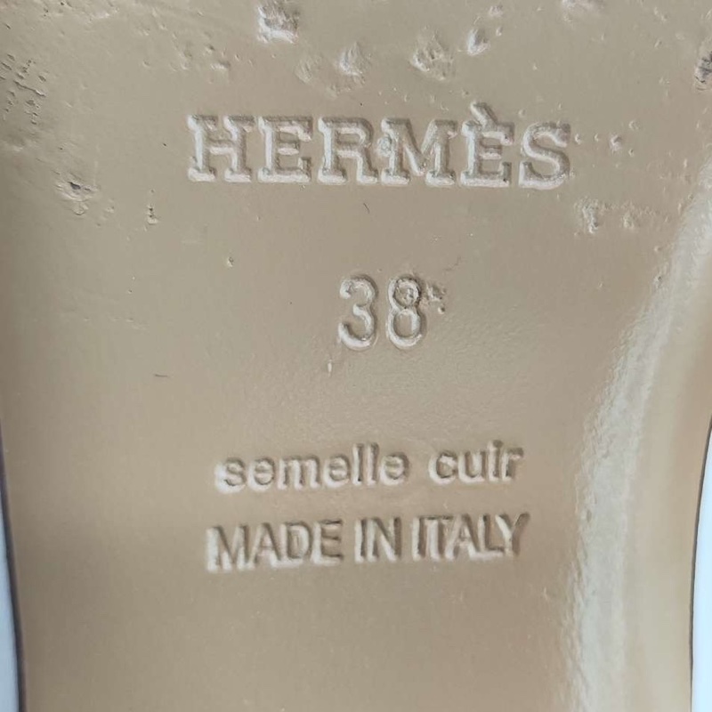 Hermes愛馬仕 kelly穆勒拖鞋 玫瑰金扣白色  38碼 無附件-7