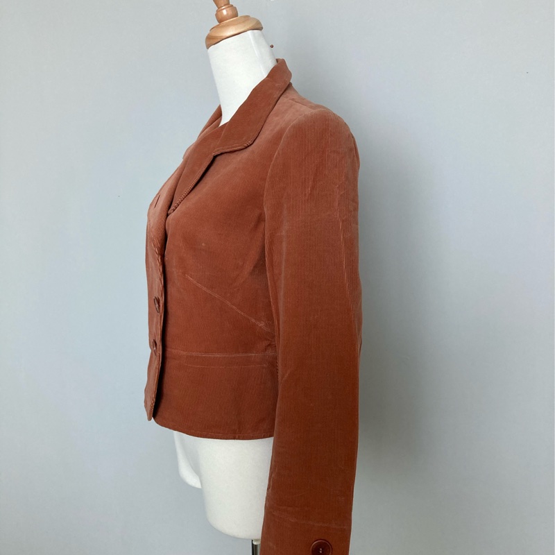 《新歡舊愛》正牌CHLOE咖啡紅燈蕊絨外套SM-1