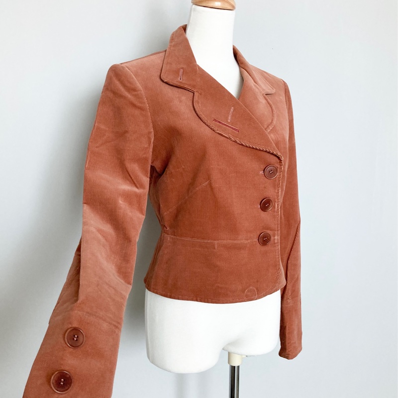 《新歡舊愛》正牌CHLOE咖啡紅燈蕊絨外套SM-3