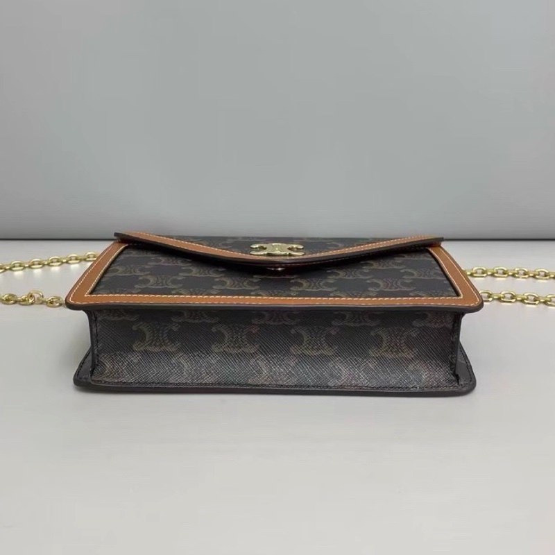 Celine賽琳 triomphe老花凱旋門信封鏈條包 尺寸19×13-14