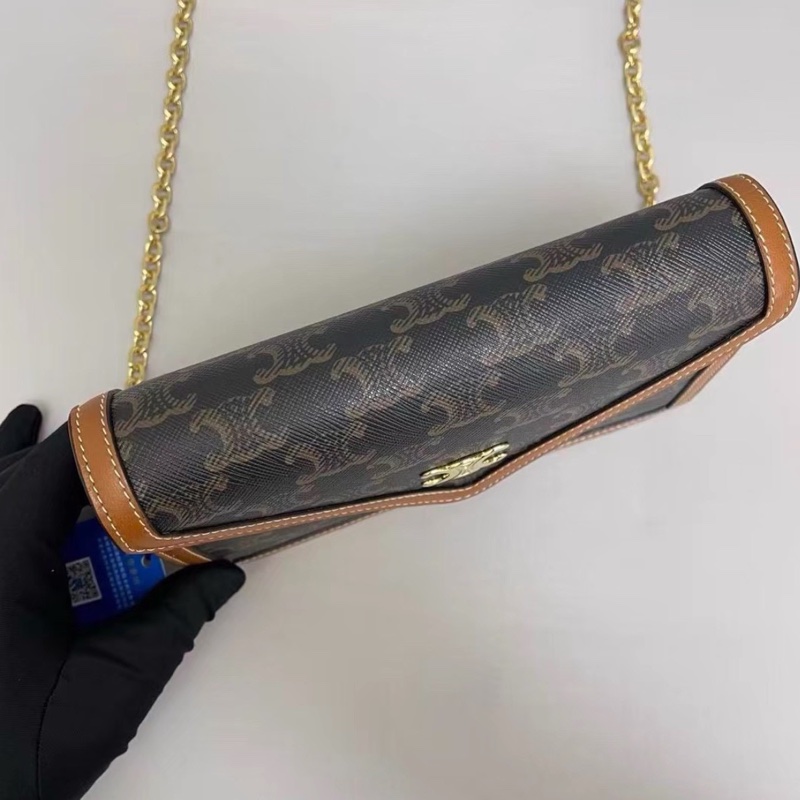 Celine賽琳 triomphe老花凱旋門信封鏈條包 尺寸19×13-15