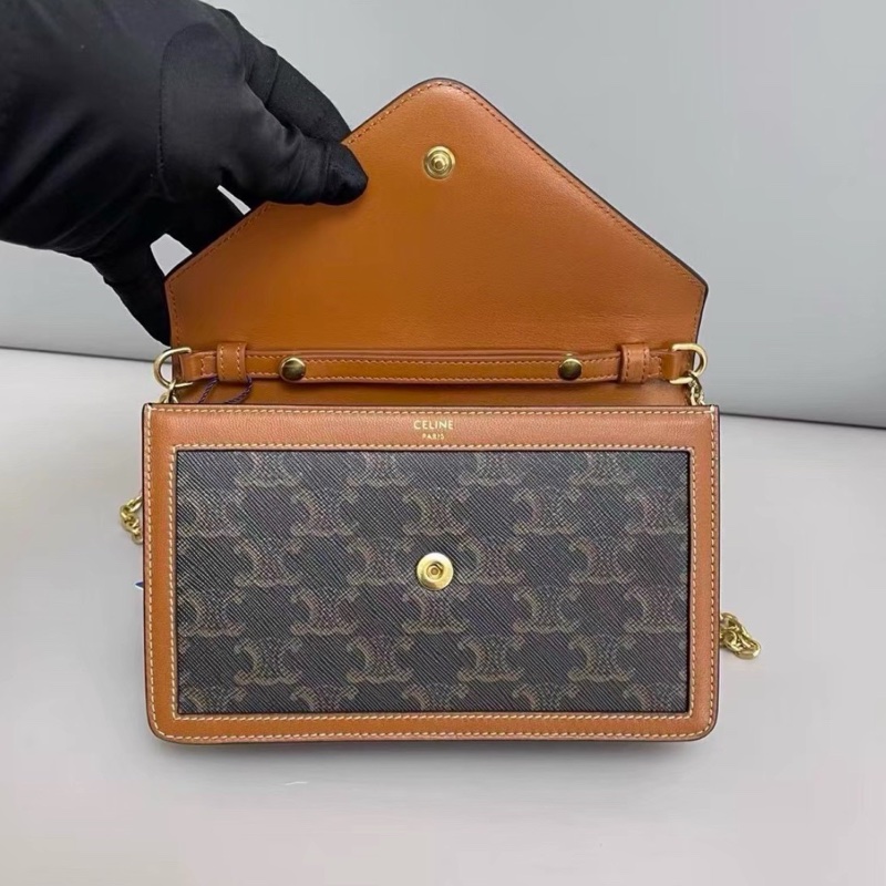 Celine賽琳 triomphe老花凱旋門信封鏈條包 尺寸19×13-17