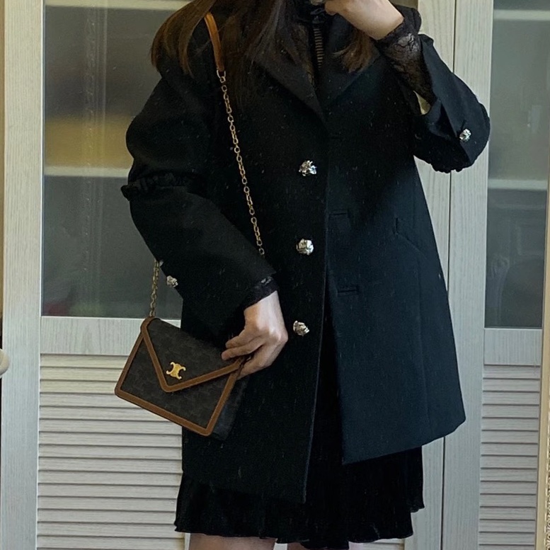 Celine賽琳 triomphe老花凱旋門信封鏈條包 尺寸19×13-28