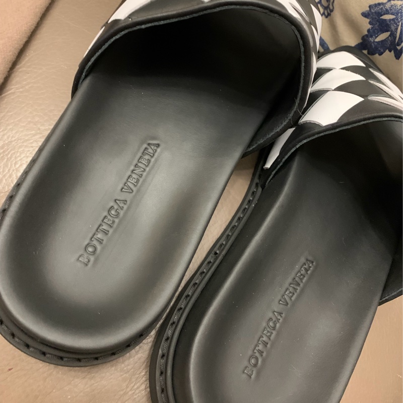 葆蝶家 編織鞋 鞋 Bottega Veneta Bv 經典黑白編織拖鞋 涼鞋 男裝 size 43-3