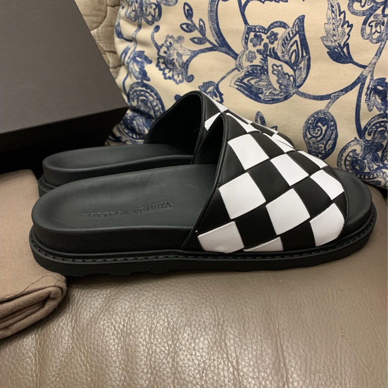 葆蝶家 編織鞋 鞋 Bottega Veneta Bv 經典黑白編織拖鞋 涼鞋 男裝 size 43-17