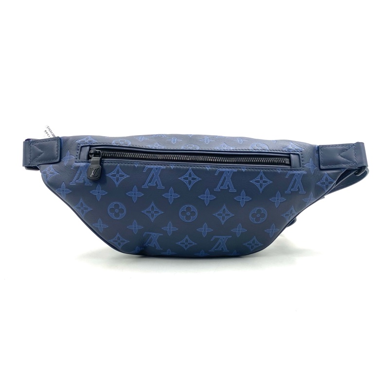 99新 LV 蓝色全皮压花胸腰包 尺寸44/15 芯片款-3