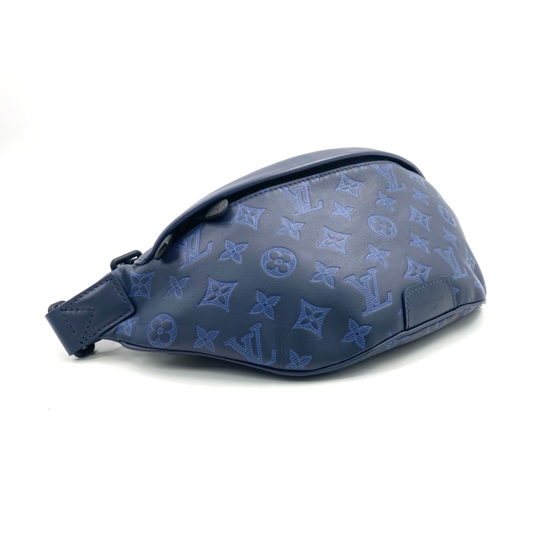 99新 LV 蓝色全皮压花胸腰包 尺寸44/15 芯片款-4