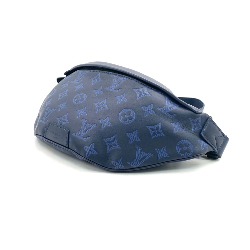 99新 LV 蓝色全皮压花胸腰包 尺寸44/15 芯片款-5