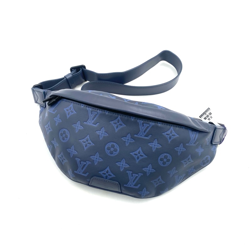 99新 LV 蓝色全皮压花胸腰包 尺寸44/15 芯片款-7