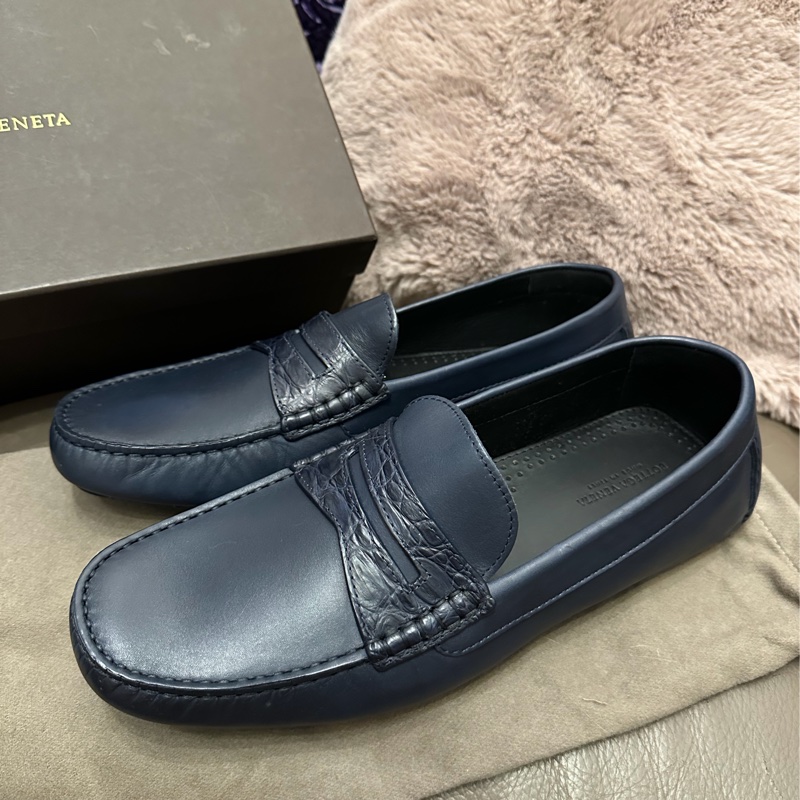 葆蝶家鞋 鱷魚皮 豆豆鞋 休閒鞋  牛皮Bottega Veneta Bv 經典 男裝 size 43-5