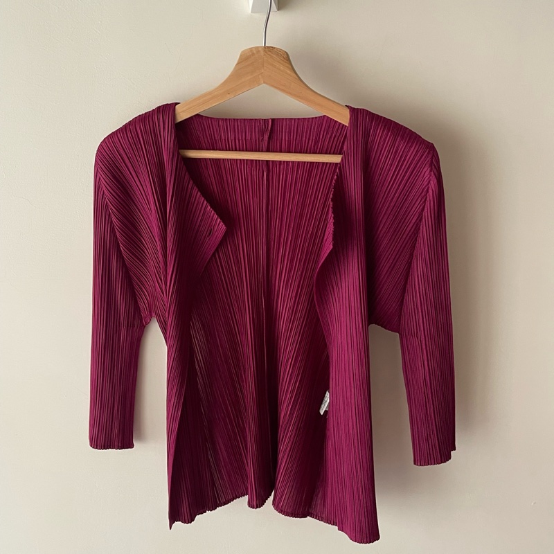 ▪️富貴選物FUGUEI▪️PP 三宅一生托斯卡紫 單扣俐落造型外套 七分袖-0