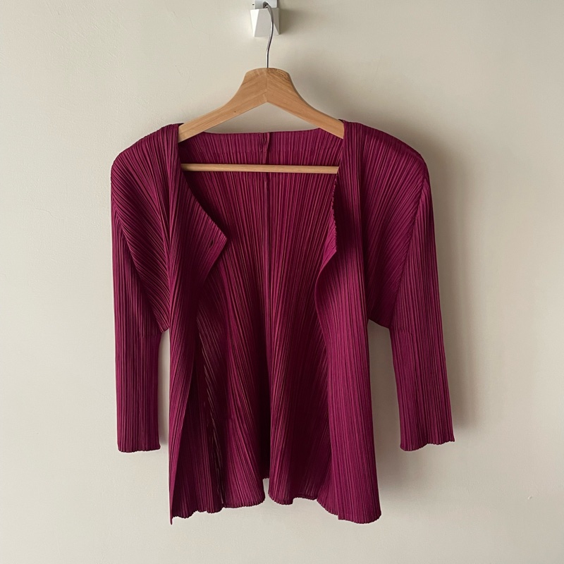 ▪️富貴選物FUGUEI▪️PP 三宅一生托斯卡紫 單扣俐落造型外套 七分袖-1