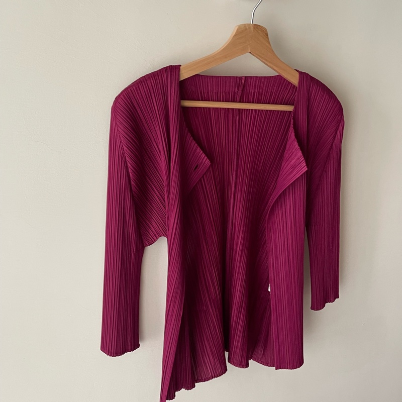 ▪️富貴選物FUGUEI▪️PP 三宅一生托斯卡紫 單扣俐落造型外套 七分袖-2