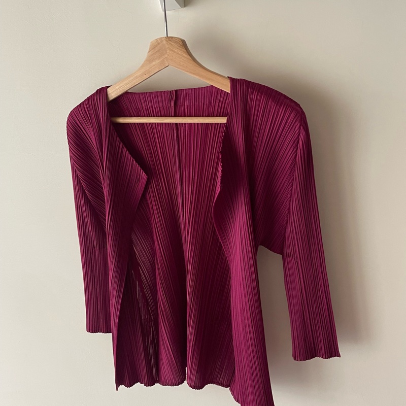 ▪️富貴選物FUGUEI▪️PP 三宅一生托斯卡紫 單扣俐落造型外套 七分袖-3