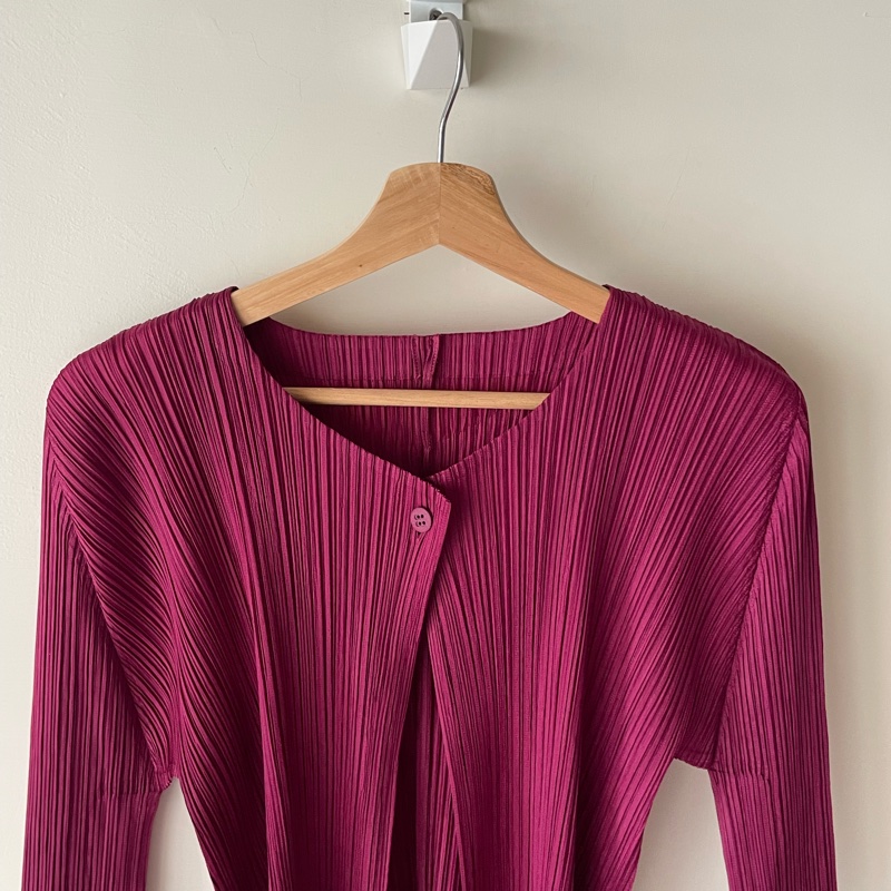 ▪️富貴選物FUGUEI▪️PP 三宅一生托斯卡紫 單扣俐落造型外套 七分袖-4