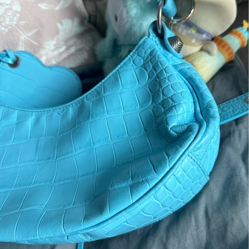 巴黎世家 月牙包 托特包 機車包 鱷魚牛皮壓紋 斜挎包 斜挎包 腋下包 有專櫃收據副本 balenciaga Le Cagole crossbody bag shoulder bag-13