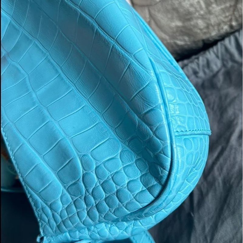 巴黎世家 月牙包 托特包 機車包 鱷魚牛皮壓紋 斜挎包 斜挎包 腋下包 有專櫃收據副本 balenciaga Le Cagole crossbody bag shoulder bag-14