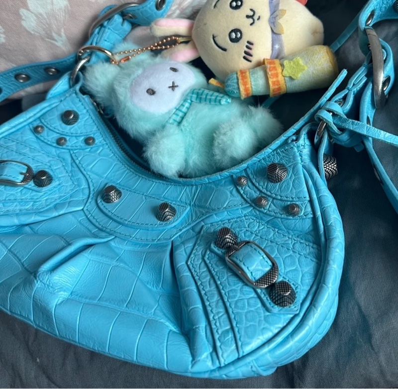 巴黎世家 月牙包 托特包 機車包 鱷魚牛皮壓紋 斜挎包 斜挎包 腋下包 有專櫃收據副本 balenciaga Le Cagole crossbody bag shoulder bag-15