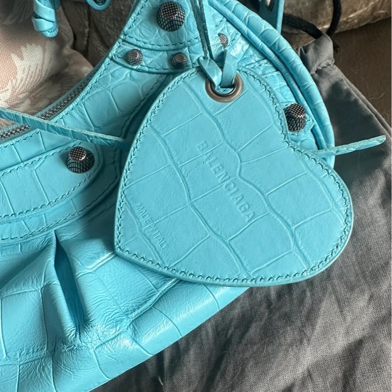 巴黎世家 月牙包 托特包 機車包 鱷魚牛皮壓紋 斜挎包 斜挎包 腋下包 有專櫃收據副本 balenciaga Le Cagole crossbody bag shoulder bag-17