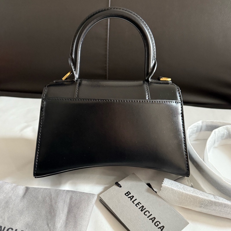 全新巴黎世家/Balenciaga 黑金光面牛皮HOURGLASS 沙漏包xs迷你手提單肩斜挎包-1