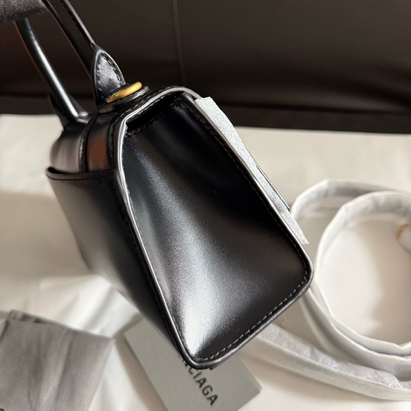 全新巴黎世家/Balenciaga 黑金光面牛皮HOURGLASS 沙漏包xs迷你手提單肩斜挎包-2