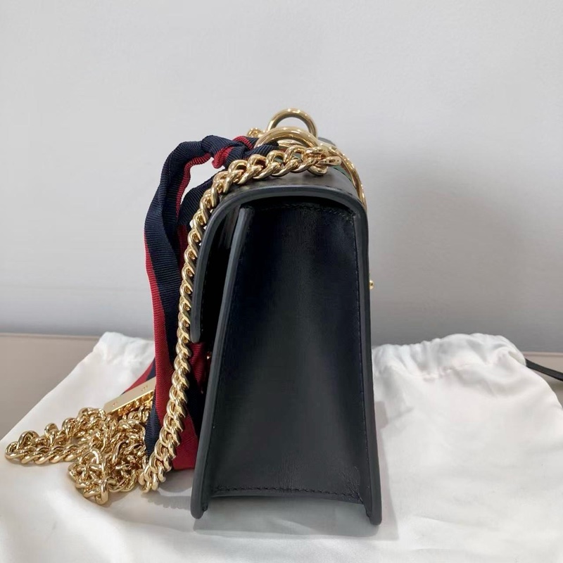 Gucci古馳Sylvie小號鏈條包黑色塞爾維亞-4