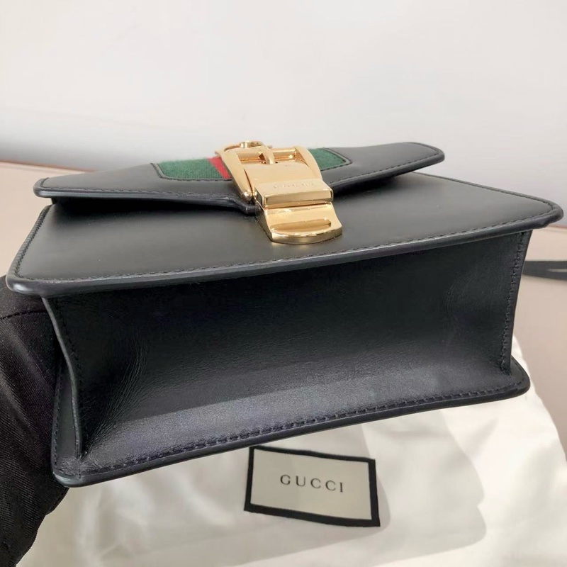 Gucci古馳Sylvie小號鏈條包黑色塞爾維亞-5