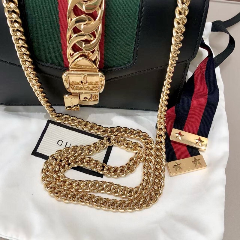 Gucci古馳Sylvie小號鏈條包黑色塞爾維亞-8