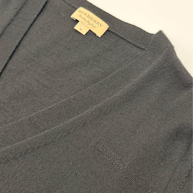 BURBERRY 英國黑標 黑色羊毛開襟外套-3