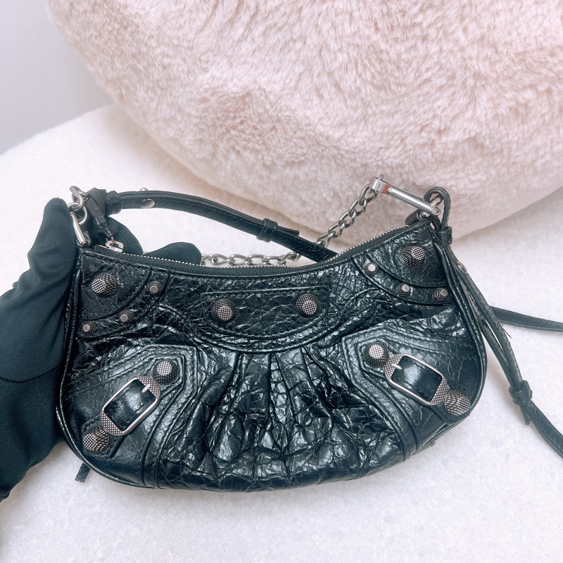 Balenciaga le cagole mini 黑色機車腋下包-1