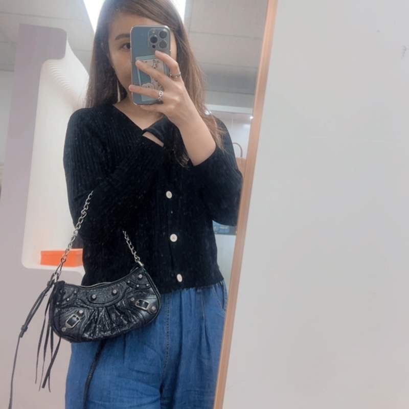 Balenciaga le cagole mini 黑色機車腋下包-11