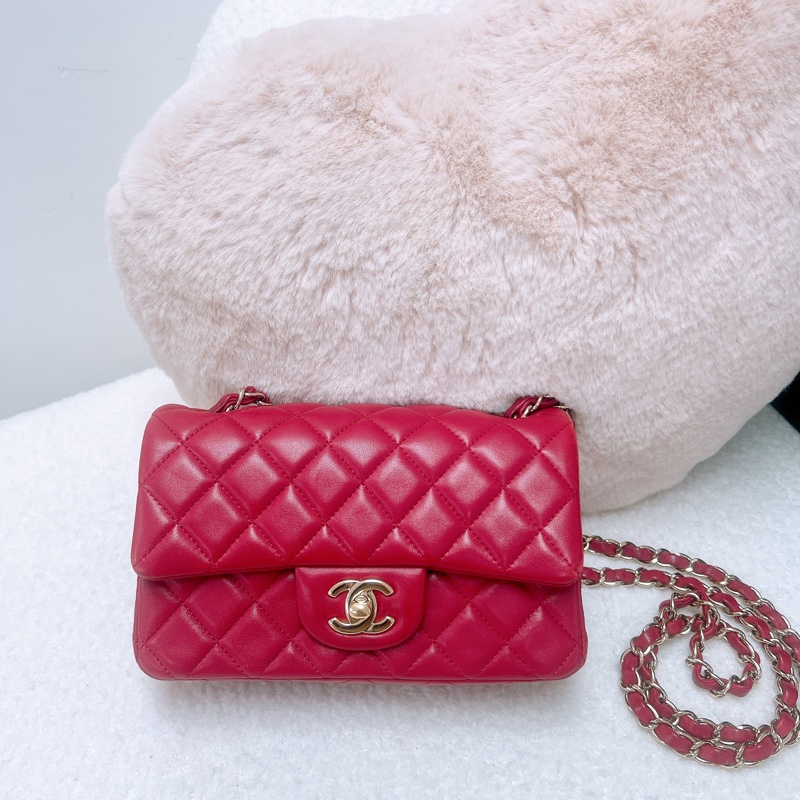 Chanel mini cf 20 紅色經典翻蓋包-0