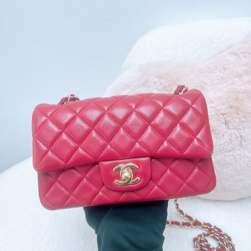 Chanel mini cf 20 紅色經典翻蓋包-1