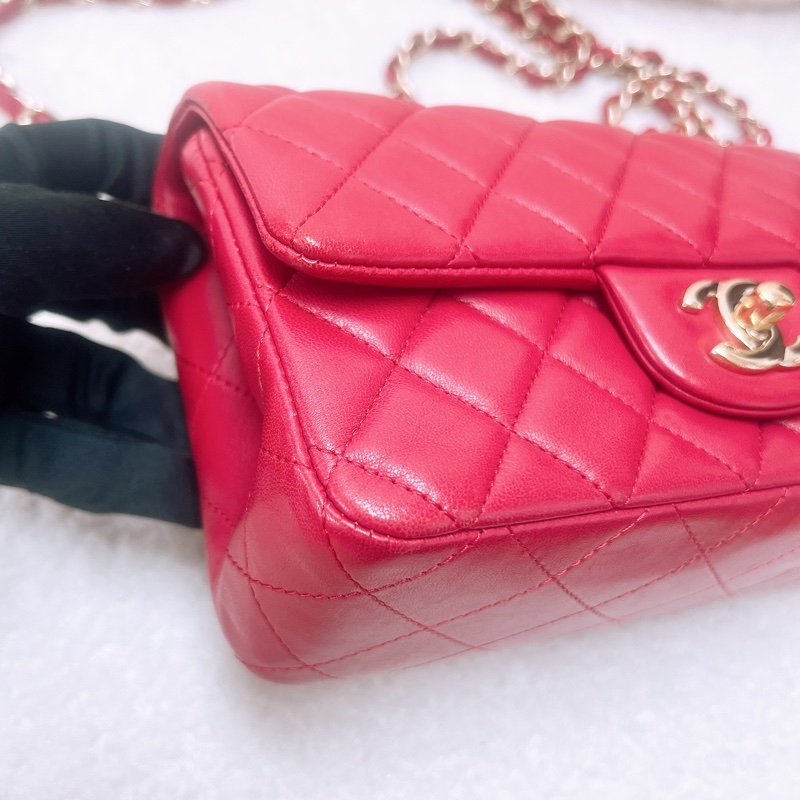 Chanel mini cf 20 紅色經典翻蓋包-4