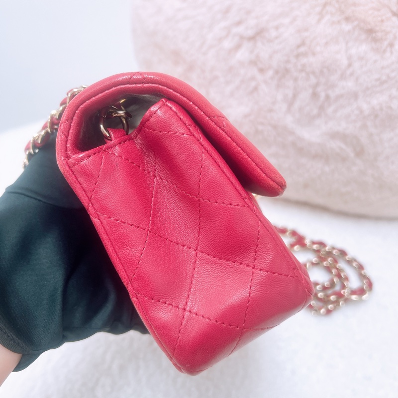 Chanel mini cf 20 紅色經典翻蓋包-5