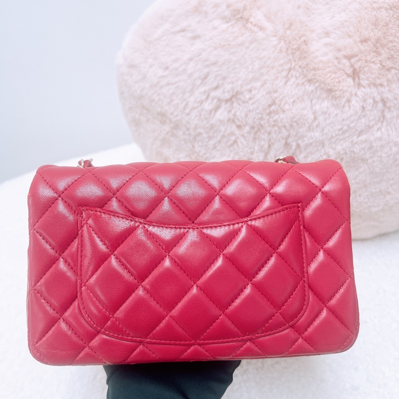 Chanel mini cf 20 紅色經典翻蓋包-6