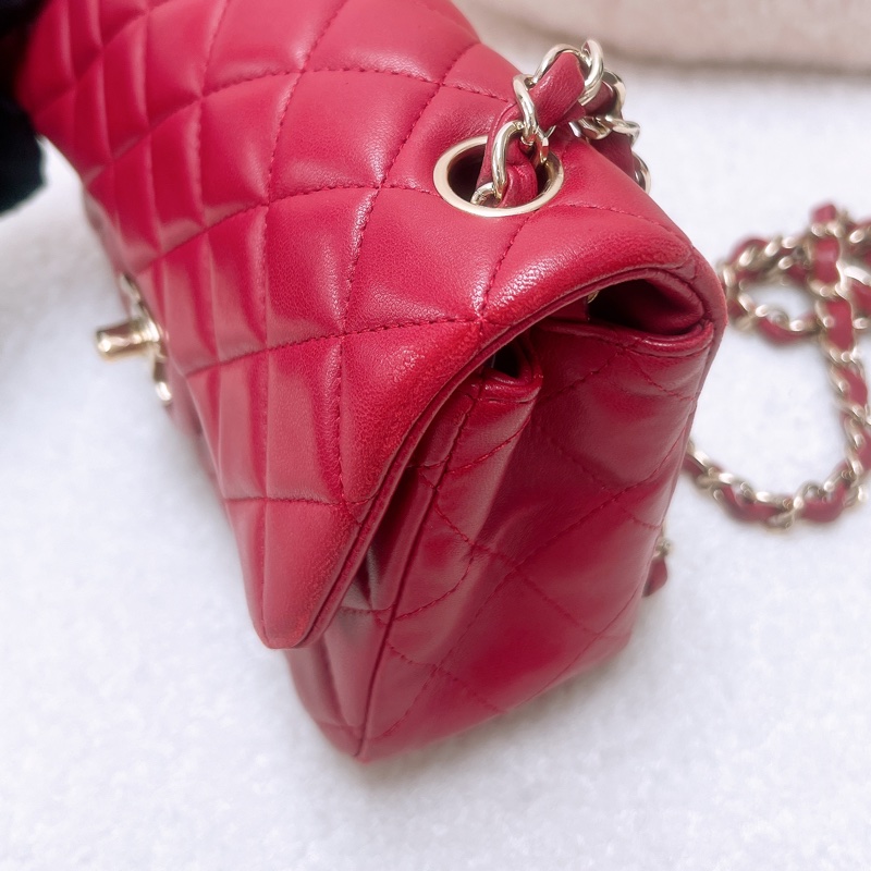 Chanel mini cf 20 紅色經典翻蓋包-10