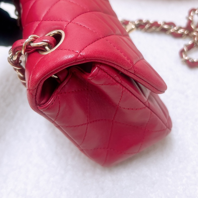 Chanel mini cf 20 紅色經典翻蓋包-11