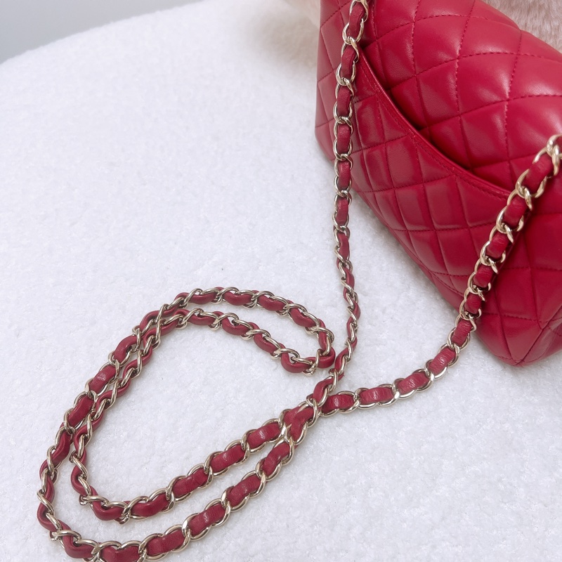 Chanel mini cf 20 紅色經典翻蓋包-12