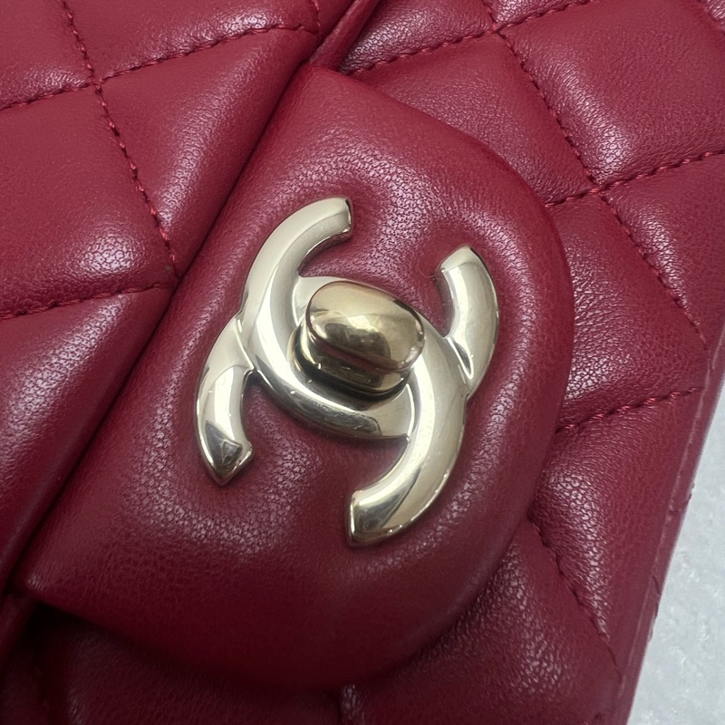 Chanel mini cf 20 紅色經典翻蓋包-13